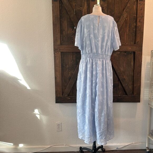 Simplee Boho Floral V Neck Formal Maxi Ruffle Flowy Bridesmaid Wedding Dress - Picture 8 of 13